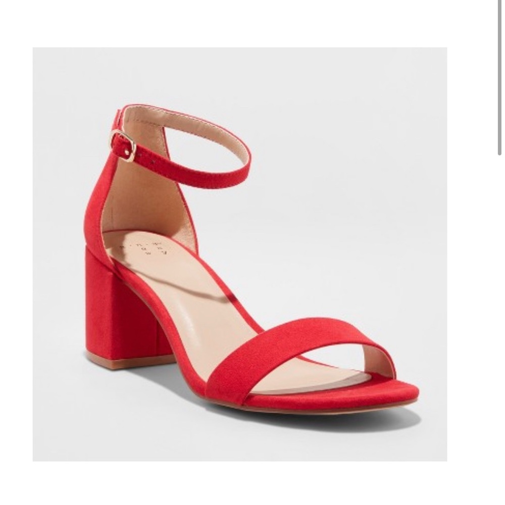 Red Block Heel Sandals